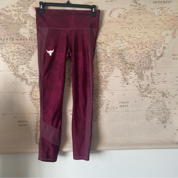 Under Armour Pants - Under Armour Blood Respect Project Rock Tears Burgundy Gradient Leggings NWOT S